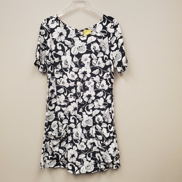 Anthropologie Maeve Black & White Floral Shift Dress Size 8 - Picture 2 of 10